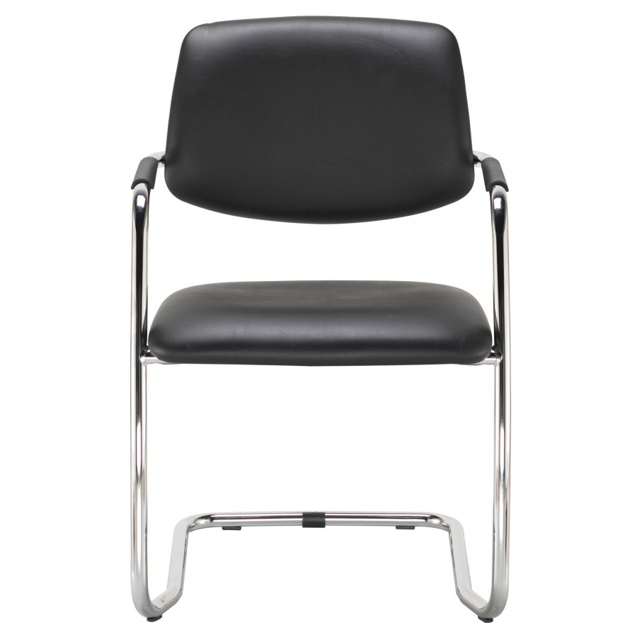 Magix Black Leather Cantilever Visitor Mid Back Chair